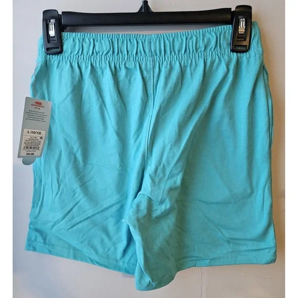 Cat & Jack Boys Girls Shorts L 10/12 Teal‎ Elastic Drawstring New With Tags - Picture 2 of 6
